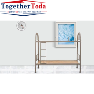 Letto a soppalco in acciaio trapuntato per dormitorio universitario, appartamento per studenti, scuola, con struttura in metallo - Product Image 3