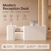 Comptoir de réception moderne et minimaliste en MDF sur mesure avec éclairage LED pour salon de beauté, hall d'hôtel