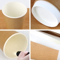 Gobelets à café en papier kraft biodégradable à double paroi, imprimés sur mesure, 8 oz/12 oz/16 oz, pour boissons chaudes, certifiés QS/ISO9001, avec couvercle
