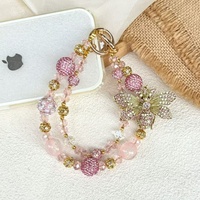 Porte-clés perlé haut de gamme, chaîne de téléphone portable, pendentif porte-clés en métal, porte-clés de voiture, cordon de téléphone portable, sangle de téléphone portable