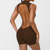 Combinaison de yoga moulante sans dos pour femme, pantalon rehausseur de fessiers, combinaison d'entraînement et de fitness en intérieur, vente en gros