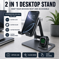 Support de téléphone et tablette en aluminium de qualité supérieure avec station de charge pour Apple Watch, support de bureau pliable et réglable, OEM ODM personnalisé
