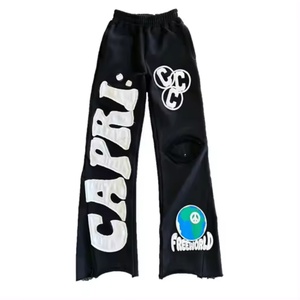 Pantalon de survêtement baggy personnalisé avec patch brodé, délavé à l'acide, effet soleil, coupe et couture, fabrication de vêtements - Product Image 2