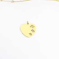 Charmes de coeur avec collier de patte de chien creux Colgante De Acero Inoxidable bijoux de patte de chien collier de coeur en acier inoxydable