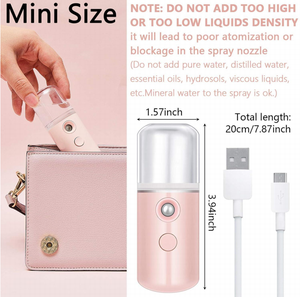 เครื่องพ่นละอองน้ำแบบพกพาขนาดเล็ก ชาร์จผ่าน USB สำหรับใช้ในบ้าน ดูแลผิวหน้า ขนตา ไอออนิก ใช้ในรถยนต์ กลางแจ้ง เทคโนโลยีนาโน - Product Image 2