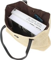 Sac fourre-tout pliable en velours côtelé et paille YIYOU, style rétro décontracté, tissé à la main, pour usage quotidien