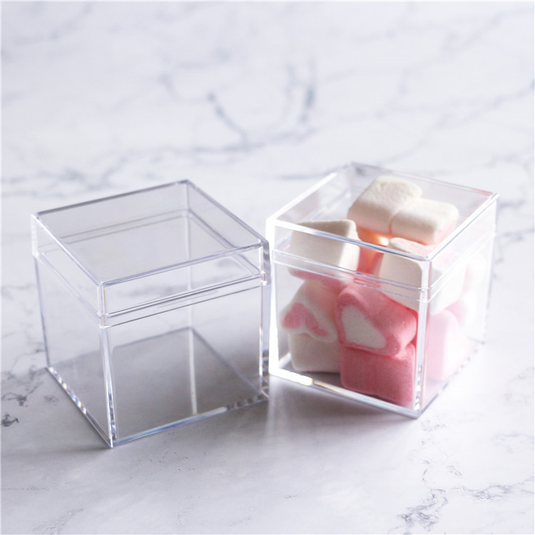 2.36 pouces Cube Boîte En Plastique Transparent Boîte de Faveur Acrylique Valentine Boîte À Bonbons