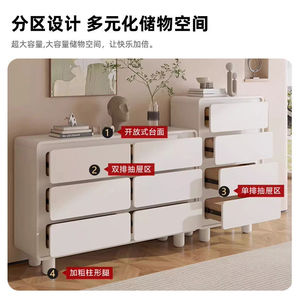 ตู้ลิ้นชักสีครีม 6 ชั้น สไตล์มินิมอล โมเดิร์น สำหรับห้องนอน ห้องนั่งเล่น - Product Image 3