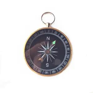 BIJIA Gold Aluminum Alloy Compass Sports Keychain Metal Gift Portable Hiking Pocket Camping
