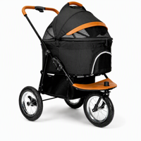 Poussette pliable 3 roues en alliage d'aluminium et tissu Oxford pour animaux de compagnie T10, roues de 12 pouces, poussette pour chien et chat, roues arrière anti-crevaison à dégagement rapide