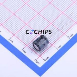 Condensateur électrolytique en aluminium à montage traversant SK101M025E070A, composant à montage traversant (THT), D6.3xL7mm 100uF 20% 25V 2.5mm - Product Image 1