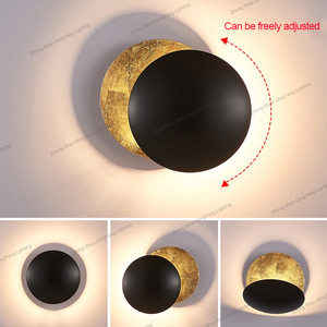 Classique Intérieur Lunaire éclipse LED applique ronde rotation appliques murales pour café décor hôtel villa or luxe métal appliques - Product Image 6