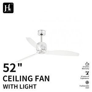 52-inch 3-blade <b>LED</b> DC motor <b>ceiling</b> <b>fan</b> with transparent lampshade chrome-plated metal <b>ceiling</b> <b>fan</b> modern minimalist <b>fan</b> light - Product Image 3
