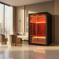 Salle de sauna moderne avec contrôle intelligent, thérapie par lumière rouge, chauffage au graphène à spectre complet pour 1-2 personnes, personnalisable OEM ODM