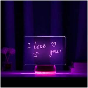 Néon rvb veilleuse créative effaçable acrylique mémo babillard LED veilleuse USB bricolage 3D écriture réinscriptible conseil lumière - Product Image 4