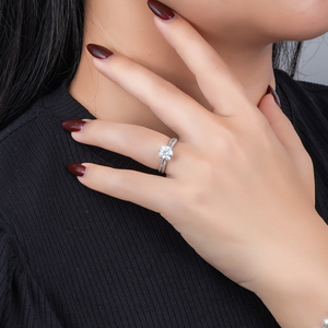 1 Karat Mozanit Ayarlanabilir Nişan Yüzüğü Düğün Söz Yüzüğü 925 Ayar Gümüş Tektaş VVS Mozanit Pırlanta Yüzük Kadınlar İçin - Product Image 4