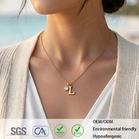 Collar Personalizado con Cadena de Caja de Acero Inoxidable Chapado en Oro de 18K, Colgante de Letra y Piedra de Nacimiento, Hipoalergénico