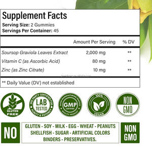 Vitahealthy OEM/ODM vendita calda Soursop graviola foglie estratto concentrato ricco di vitamina C 100% naturale Soursop graviola gommoso - Product Image 2