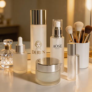 Envase <span class=keywords><strong>de</strong></span> Vidrio Esmerilado con Tapa Dorada <span class=keywords><strong>de</strong></span> 30ml y 120ml, Botella con Bomba, Pulverizador, Rodillo, Gotero para Lociones, Cremas y Sueros, para Envasado <span class=keywords><strong>de</strong></span> Cosméticos - Product Image 1