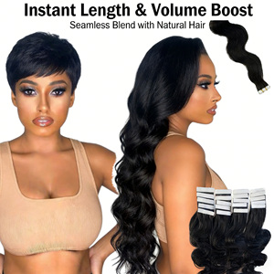 Chaofan Hair - Estensioni invisibili in capelli umani vergini al 100% brasiliani, personalizzabili, 20 pz, con trama sottile, ondulate (Body Wave) - Produttore all'ingrosso - Product Image 4