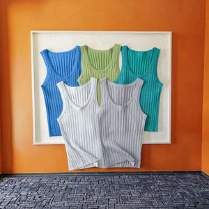 <b>Men's</b> Casual Summer Customized Knitted Breathable Plus Size Ribbing Fabric Round Neck Tank Top Sleeveless <b>Bodysuit</b> 3D Embroidery - Product Image 2