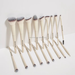 Juego de 18 <span class=keywords><strong>Brochas</strong></span> de Maquillaje Beige Personalizables de <span class=keywords><strong>Marca</strong></span> Propia con Mango de Aluminio y Pelo Sintético de Alta Calidad para Corrector y Brocha de Afeitar - Product Image 2
