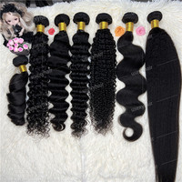 Paquetes de cabello liso Yaki sin procesar de alta calidad, paquetes de tejido de cabello humano virgen, paquetes de cabello brasileño recto rizado