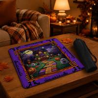 Tapis de Mahjong Américain Halloween Monster Mash Christmas Design en Caoutchouc Naturel Pliable Écologique Antidérapant pour 4 Joueurs Casino