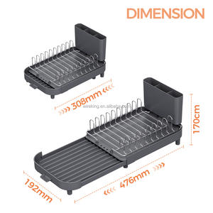 WIREKING, escurridor de platos de cocina extensible de 18,7-12 pulgadas, estante de secado de platos, estante organizador de utensilios de cocina de acero inoxidable - Product Image 6