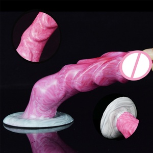 FAAK-G57 Gory Dog <b>Dildo</b> Curved Realistic Animal Penis With Sucker Sex Toys for Women Vaginal Stimulation Adult Anal Plug - Product Image 1