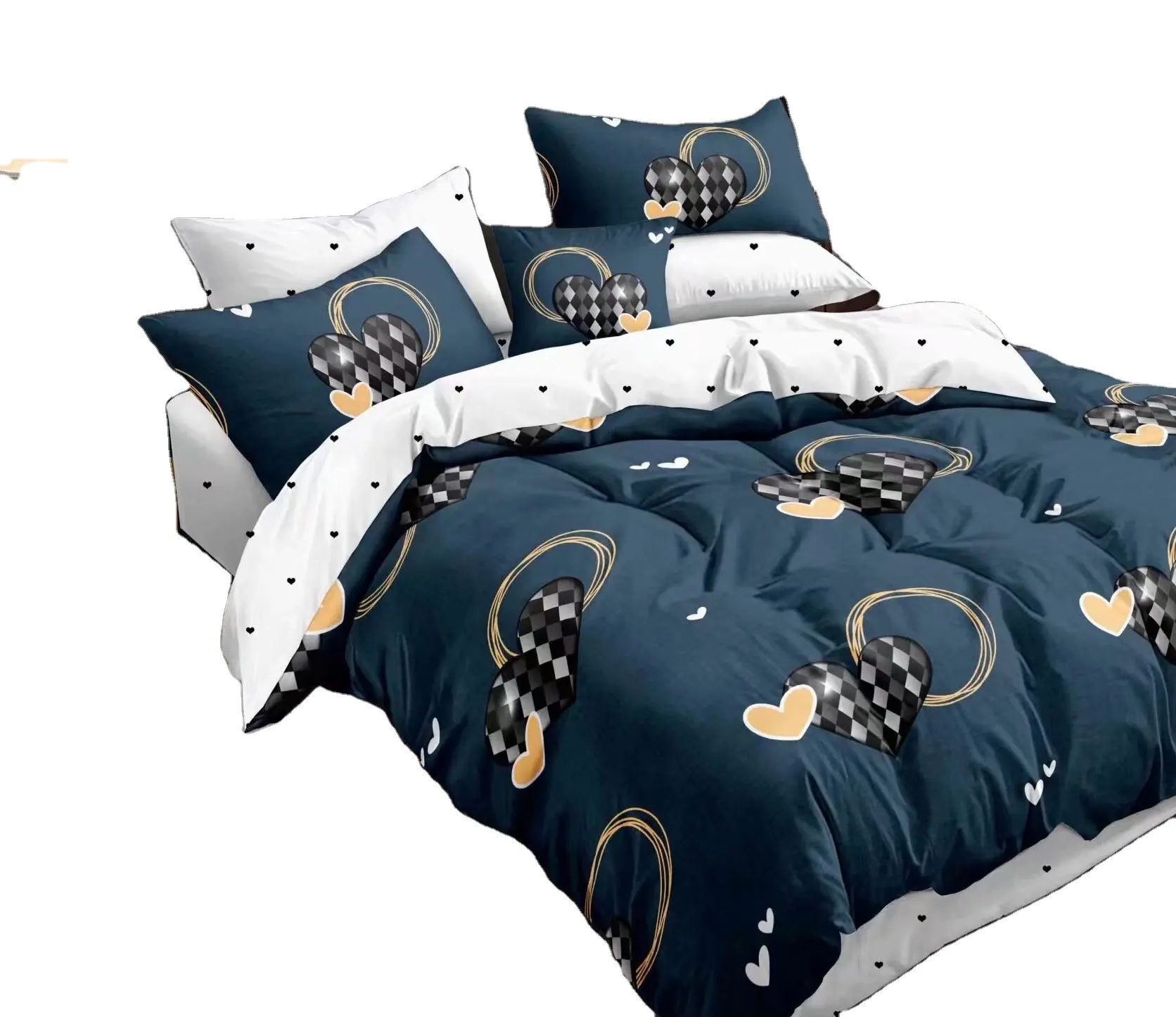 China manufacture plaid duvet cover set plaid with pillowcases bedding set with high quality