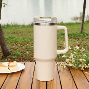 Light Blue Stainless Steel Tumbler With <b>Straw</b> Double Wall Vacuum Insulated Handle For Outdoor Travel - Product Image 3
