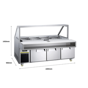 Frigorifero Espositore Commerciale da Banco per Insalate in Acciaio Inossidabile con Coperchio in Vetro, Frigo Refrigerato per Preparazione Ingredienti Pizza - Product Image 5