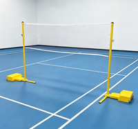 Poteau de badminton mobile avec roues, hauteur réglementaire 1,55 m, ensemble complet pour l'entraînement professionnel et les matchs
