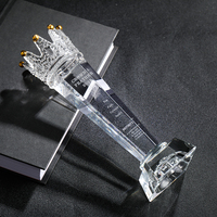 Trophée Couronne en Verre Brillant 2026 NOUVEAU Couronne en Cristal Personnalisée Vide Récompense Concours de Beauté Médailles avec Base Lumineuse LED