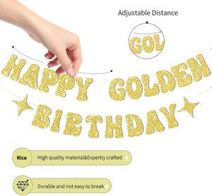 Pancarta y Letrero de Feliz Cumpleaños Dorado con Diseño de Estrella Dorada Brillante, Decoraciones de Cartón para Fiestas de Cumpleaños para Mujeres y Hombres - Product Image 2