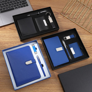 2025 Custom Logo Exquisite PU Leather Business Gift Set Corporate VIP Client Pen <b>Diary</b> Keychain Card Case Silk Screen Printed - Product Image 2