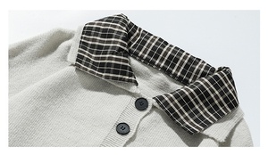 Pull unisexe à carreaux effet deux pièces, style Maillard vintage, color block, coupe oversize, confortable, ample, respirant, épais, pour l'automne et l'hiver - Product Image 4