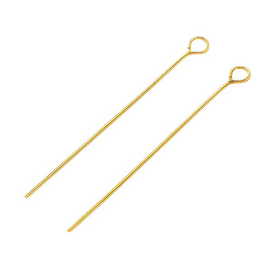 Aguja para abalorios en forma de 9, 0,6 mm, metal chapado en oro, accesorio para hacer joyas DIY, para ensartar cuentas pequeñas - Product Image 1