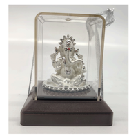 Élégante statue artisanale en argent du Dieu Ganesh, dans une boîte en verre transparent, pour la décoration de la maison, du temple, de la salle de Puja, écologique, pour Diwali, mariage, anniversaire
