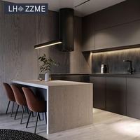 Îlot de cuisine modulaire de luxe en MDF avec comptoir en granit, évier intégré, étanche, facile à installer, résistant à l'humidité, pour usage résidentiel