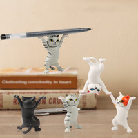 Porte-stylo chat japonais, jouet pour enfants, cadeau d'anniversaire, figurine de chat haltérophile, porte-stylos, figurine de danse, animaux