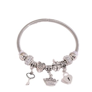 Panjia DIY multielemento de acero inoxidable aleación de cobre con cuentas de diamantes de imitación para pulsera primera moda europea americana - Product Image 5