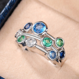 Anello moderno rotondo colorato e testurizzato, regalo di gioielli retrò personalizzato da donna - Product Image 4