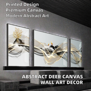 Cuadro <span class=keywords><strong>de</strong></span> <span class=keywords><strong>arte</strong></span> mural <span class=keywords><strong>de</strong></span> porcelana <span class=keywords><strong>de</strong></span> cristal con impresión digital <span class=keywords><strong>de</strong></span> pintura al óleo creativa, diseño abstracto <span class=keywords><strong>de</strong></span> ciervo, con marco para decoración moderna del hogar - Product Image 3