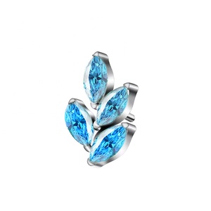 Piercing en Titane Biocompatible ASTM <span class=keywords><strong>F</strong></span> 136 à Filetage Interne 16G 18G avec Zircon Cubique (CZ) en Forme de Feuille pour Oreille, Tragus, Cartilage, Hélix, Conch - Product Image 6