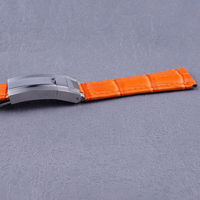 Bracelet de montre en cuir de veau orange de 20 mm avec fermoir argenté, luxe, compatible avec Seiko et Rolamy P14520E-2 Chine