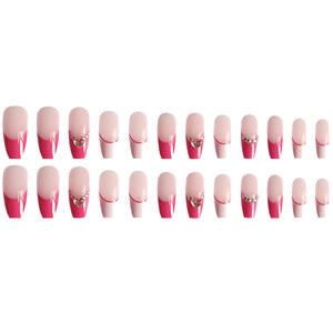 Faux ongles de ballerine en <span class=keywords><strong>strass</strong></span> conçus et bon marché, faux ongles par pression, cercueil de ballerine, ongles de marque privée mi-longs pour femmes - Product Image 3