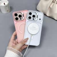 Coque de téléphone de luxe 2026 à surface toucher peau, avec support magnétique en alliage pour iPhone 17 Pro Max – Vente en gros