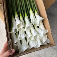 Fleurs artificielles de lys Calla en PU effet naturel pour bouquet de mariée, décoration intérieure, arrangement floral, vente en gros